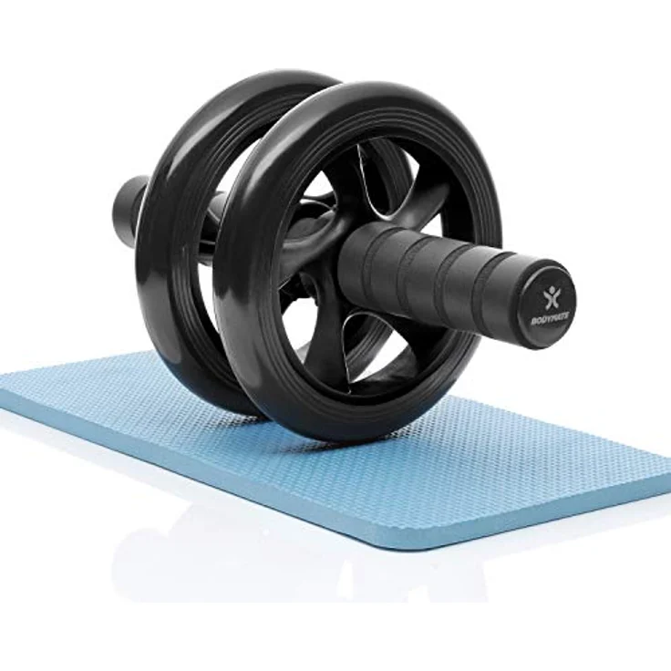 BODYMATE AB Roller Classic, Bauchtrainer zur Stärkung der Core-Muskulatur, Fitnessgerät für Zuhause, Bauchmuskeltrainer inkl. Kniepad, 28 x 16 cm (L x Ø), in Schwarz – Bild 1