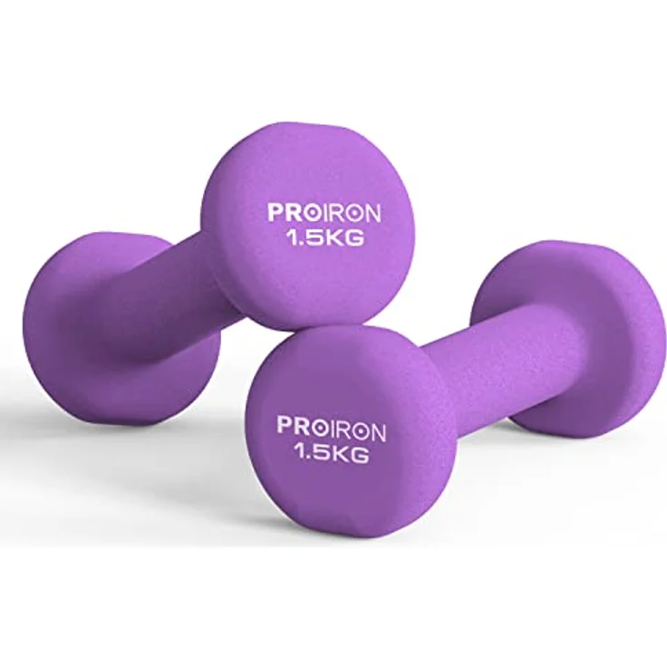PROIRON Neopren Hanteln Kurzhanteln Frauen Hantelset Kleine Hantel Kurzhantel Set (2er-Set)(Lila/2×1,5kg) – Bild 1