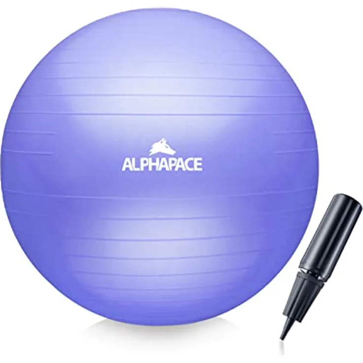 ALPHAPACE Dicker Anti-Burst Gymnastikball Sitzball Trainingsball inkl. Luft-Pumpe, Ball für Fitness, Yoga, Gymnastik, Core Training, für starken Rücken als Büro-Stuhl, French Lavender, 65cm