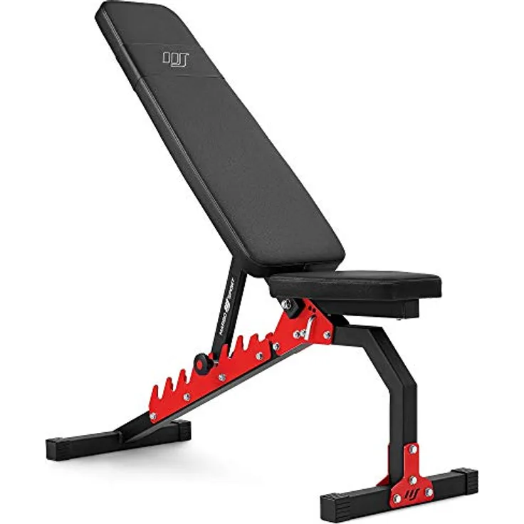 Marbo Sport Verstellbare Trainingsbank MH-L114 2.0, Hantelbank Schwarz, belastbar bis 200 kg, 9 Rückenlehnenwinkel, reißfeste Polsterung