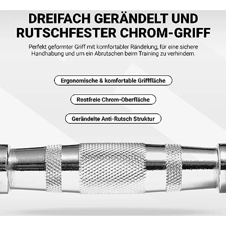 Hexagon-Hanteln Premium (Paar) | 5-30 kg | rutschsicher ummantelt | ergonomische verchromte Griffe | Kurzhantel-Set | Dumbbell-Set (27,5 kg - Paar (2 Stück)) – Bild 3