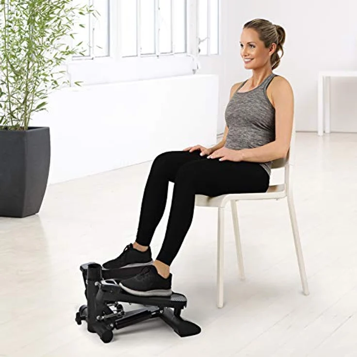 VITALmaxx Fitnesstrainer Swing Stepper mit 2 Expanderbändern | Trainiert die Beinmuskeln und fördert die Ausdauer | Höhenverstellbarer Handgriff | Max. Belastung 100 kg [schwarz] – Bild 5