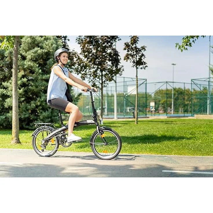 Licorne Bike Phoenix 2D, 20 Zoll Aluminium-Faltrad-Klapprad Scheibenbremse Discbremse V-Bremse Faltfahrrad Herren-Damen 7 Gang Kettenschaltung Folding City Bike StVZO (Schwarz-Anthrazit) – Bild 3