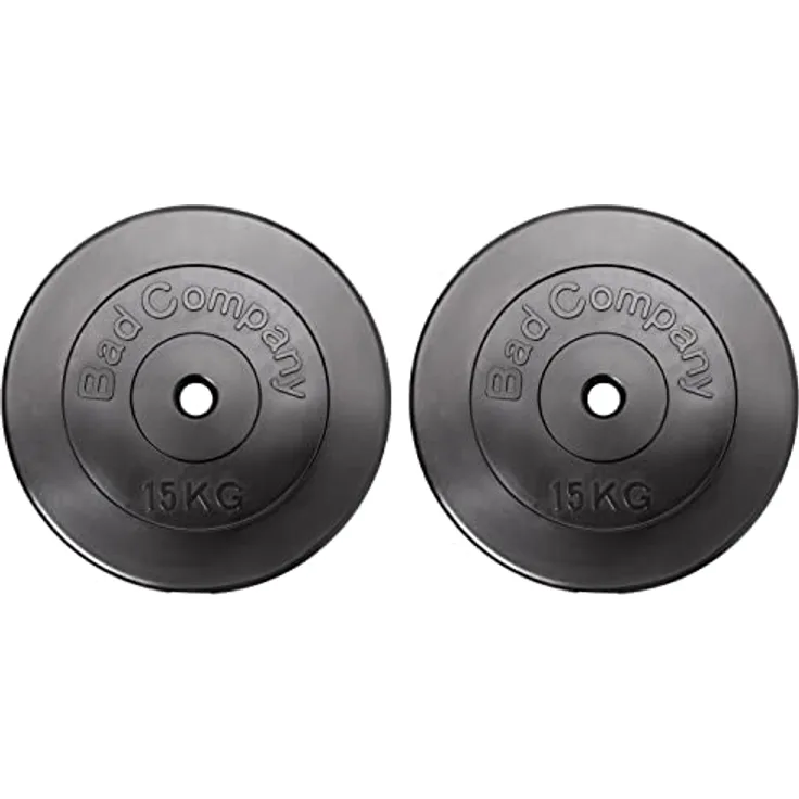 Bad Company Hantelscheiben 30/31 mm Kunststoff 2 x 15 kg I Gewicht 15kg Paarweise I Gewichte für Langhantel und Kurzhantel