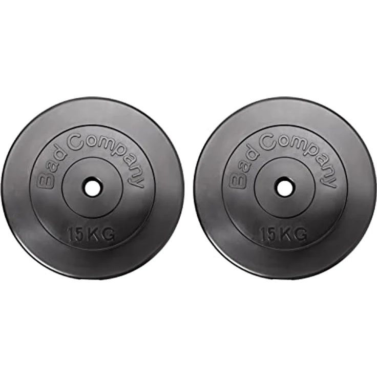 Bad Company Hantelscheiben 30/31 mm Kunststoff 2 x 15 kg I Gewicht 15kg Paarweise I Gewichte für Langhantel und Kurzhantel – Bild 1