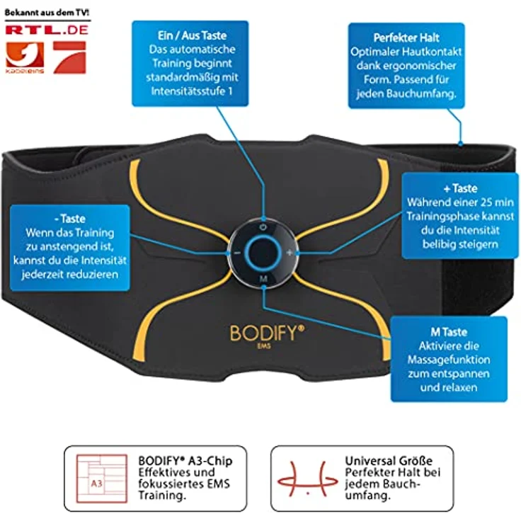 Bodify® EMS Bauchtrainer Pro - Gezielte Stimulation der Bauch Muskulatur! - Muskelaufbau - Bauchtrainer - Stimulationsgerät Bauch Muskeln - Bauchmuskeltrainer für Männer und Frauen Das ORIGINAL – Bild 2