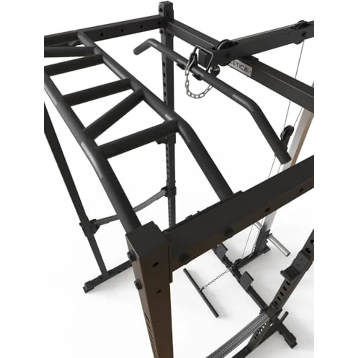 Atletica R5-Vega Power Rack | Power Cage mit Latzug | Multi-Grip Klimmzugstange, Safety Straps, J-Hooks & Weight-Pins | 213 cm Höhe | in Zwei Höhen verfügbar, Größe 213 cm – Bild 2
