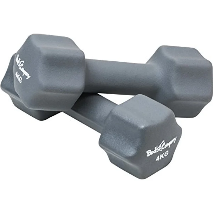 Bad Company Neopren Hanteln 2 x 4 kg grau - Kleine Hantel gummiert für Fitness Gymnastik Aerobic Zuhause - Home Gym Kurzhanteln für Frauen Männer - Dumbbells 4kg – Bild 2