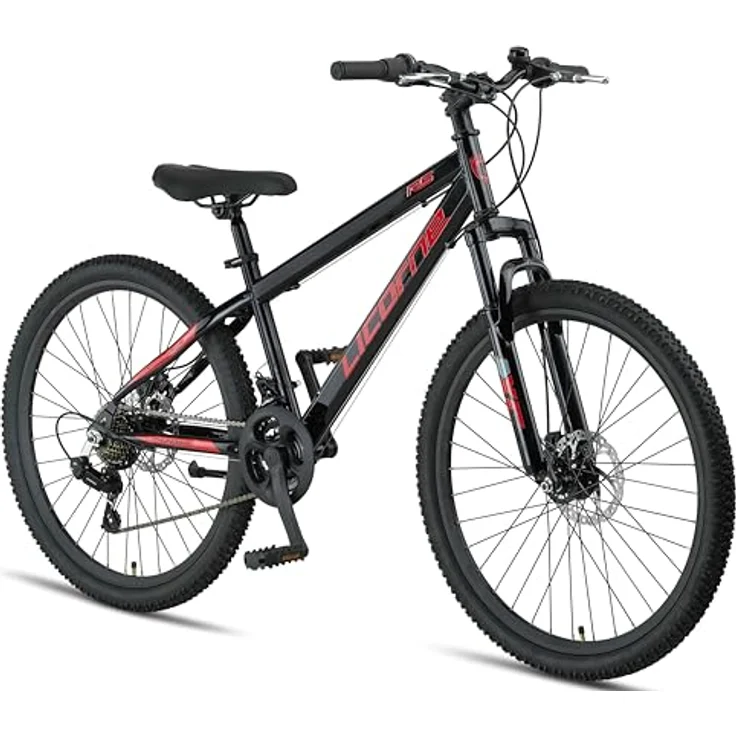 Licorne Bike Thunder Premium Mountainbike, 26 Zoll, Disc-Bremse, Schwarz/Rot, für Mädchen, Jungen, Herren und Damen, optimierte Kettenschaltung, robustes Design, 85% vormontiert – Bild 1