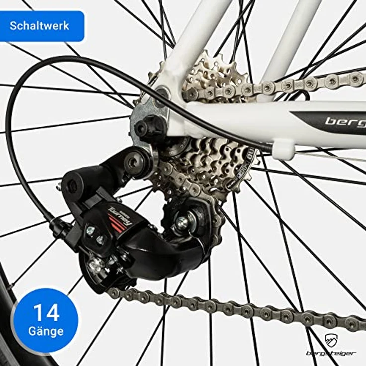 Bergsteiger Tourmalet 28 Zoll Rennrad, Aluminium Gravelbike in mattem Schwarz mit Shimano 14 Gang-Schaltung, nur 11 kg, für Herren & Damen ab 170 cm geeignet – Bild 2