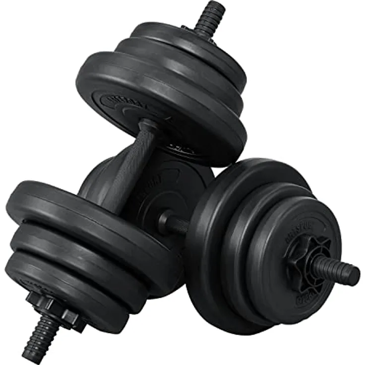 ArtSport 2er Hantelset 20kg - Kurzhantel Set mit 2 Kurzhanteln, 12 Gewichte/Hantelscheiben und Sternverschlüsse - Krafttraining Kurzhantelset Hantel