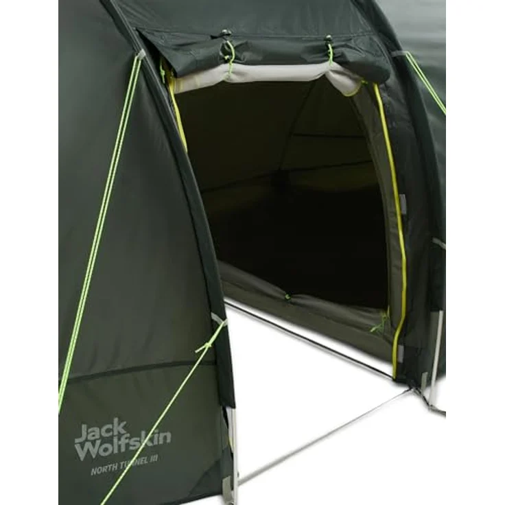 Jack Wolfskin North Tunnel III Tunnelzelt, 1 Vorzelt, 2 Dachbelüftungen, 6 Innentaschen, Island Moss, ONE Size – Bild 5