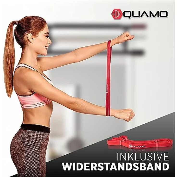 QUAMO BY LAVUR Klimmzugstange für Türrahmen | Stark & rutschfest | Einfache Montage ohne Schrauben | Ideales Home-Workout Equipment inkl. Widerstandsband – Bild 5
