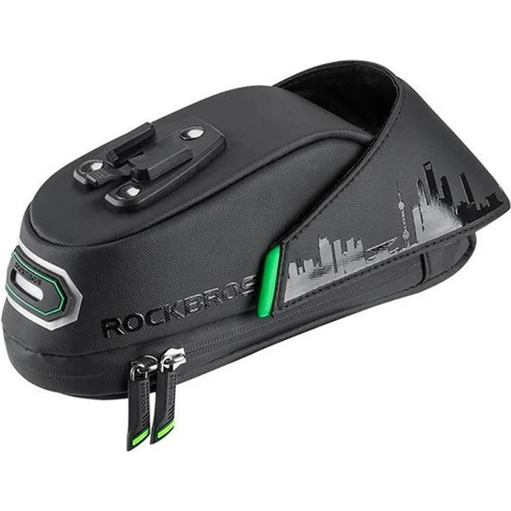 Rockbros C27-1 Fahrradunterstütztasche, große Kapazität mit internen Fächern und Reflektoren, schwarz
