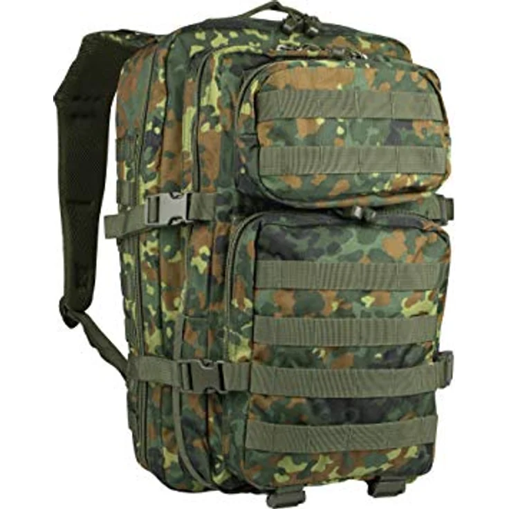 Mil-Tec US Assault Pack Backpack L, 36L, Flecktarn, wasserabweisend, ergonomisches Tragesystem, MOLLE-Kompatibel – Bild 3