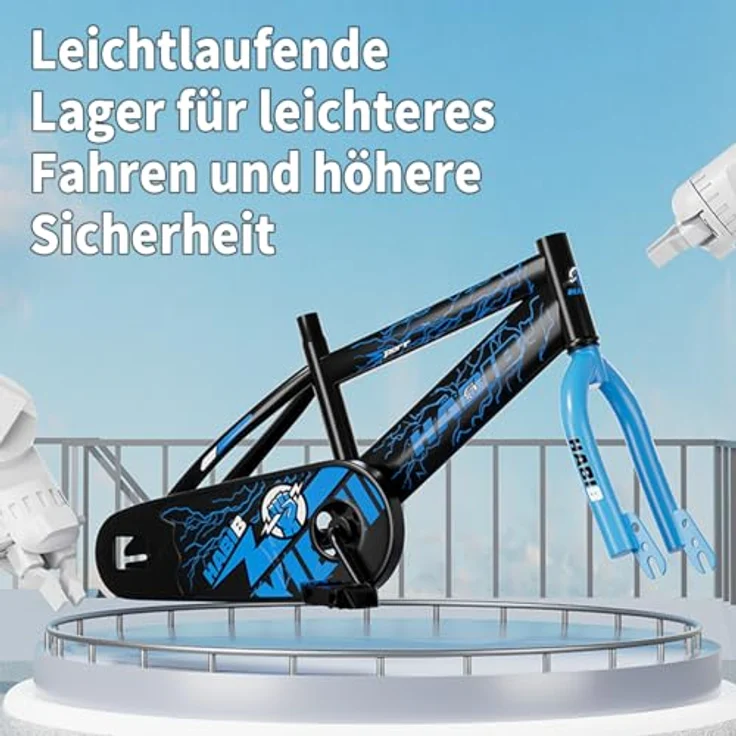 Habib Gruppe Kinderfahrrad, Komplettset mit Sicherheitshelm, LED-Stützrädern, höhenverstellbarem Lenker und stabilem Stahlrahmen – Bild 5