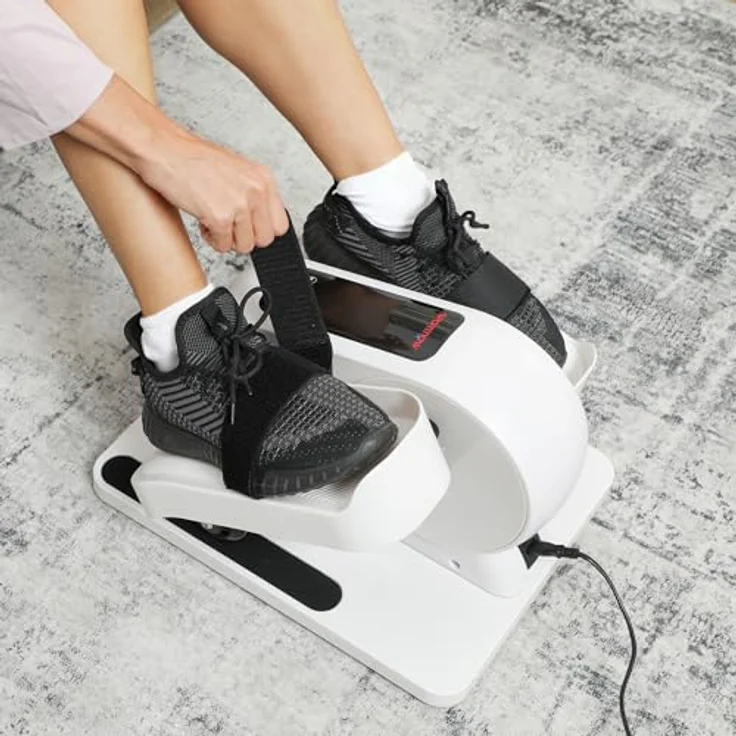 SPORTNOW Mini Ellipsentrainer, elektrischer Untertisch Crosstrainer mit 12 Geschwindigkeiten, 7 Widerstandsstufen, Fernbedienung und LED-Display, Weiß/Schwarz – Bild 8