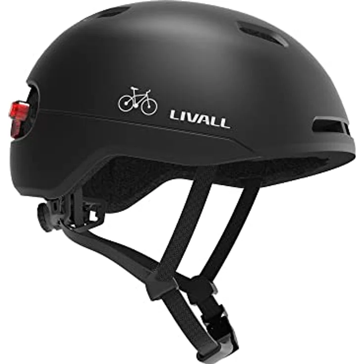 LIVALL C21 Smart Fahrradhelm, intelligenter Sporthelm mit LED-Lichtsystem, Sturzerkennung und SOS-Alarm, IPX4, Schwarz, Größe M 54-58 cm – Bild 1