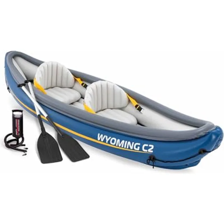 Intex 68389NP – Aufblasbares Kajak Wyoming C2, 2-Sitzer, Blau, 307 x 89 x 53 cm, mit abnehmbaren Sitzen und Handpumpe