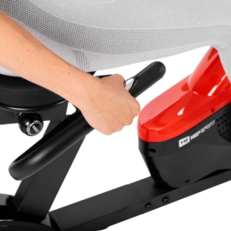HS HOP-SPORT Liegeergometer HS-060L - Liegeheimtrainer mit Handpulssensoren, 15 kg Schwungmasse, 8 Widerstandsstufen - Sitzergometer für Senioren max. Benutzergewicht 130 kg rot – Bild 5