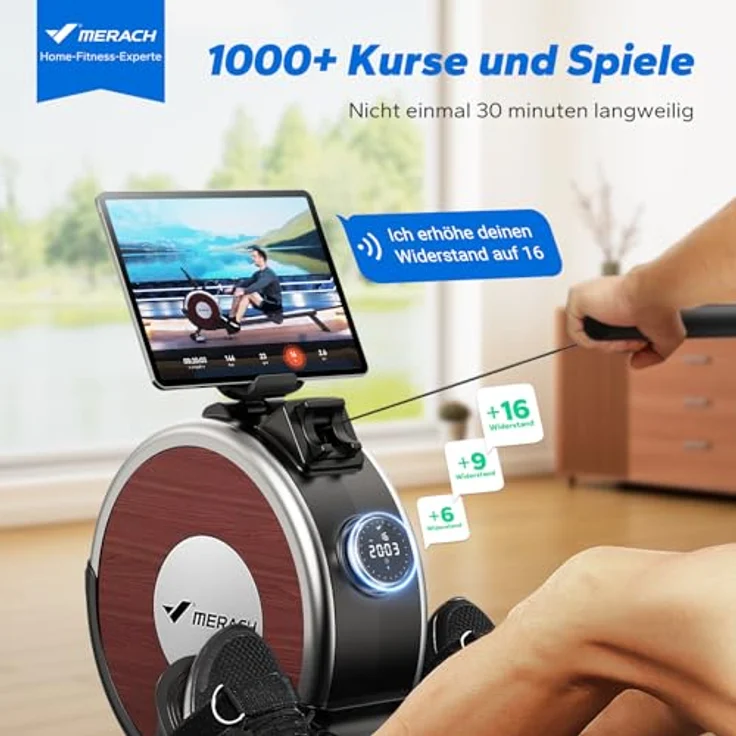 MERACH Q1S Pro Electric Rudergerät, 16 Widerstandsstufen, leises magnetisches System, exklusive App, verbesserte Doppelschienen für höhere Stabilität, einfacher Aufbau – Bild 2