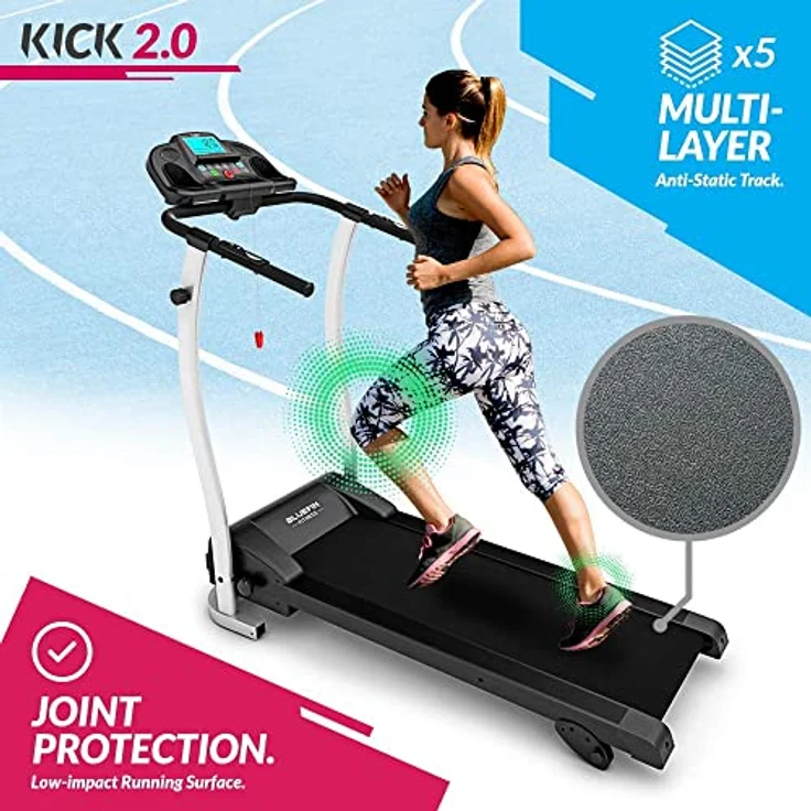 Bluefin Fitness Kick 2.0 Innovatives High-Speed Laufband, Klappbar | Kinomap App | Live Video Streaming | Video Coaching & Training | Leise | 12 Km/h + 18% Steigung | Gelenkschutz | HRC Sensoren – Bild 4