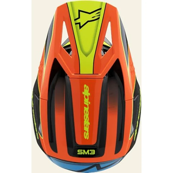 Alpinestars SM3 Fray Jugend Motocross Helm, schwarz/blau/gelb, leichtes Design mit anpassbaren Innen- und Wangenpolstern, Größe Y/L (52/53) – Bild 6