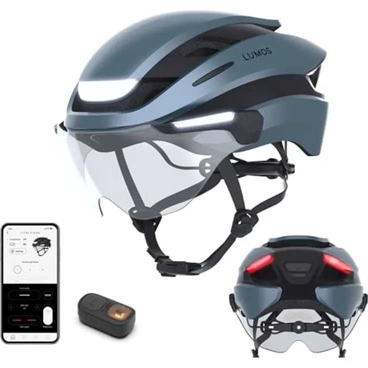 Lumen Labs Lumos Ultra E-Bike Helm, dunkelblauer Fahrradhelm mit integrierter COB-LED-Beleuchtung, Blinkfunktion und Full-Circle-Fit-System