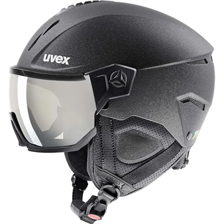 uvex instinct visor, robuster Skihelm für Damen und Herren mit Filterkategorie 2, optimierte Belüftung, black matt, 53-56 cm