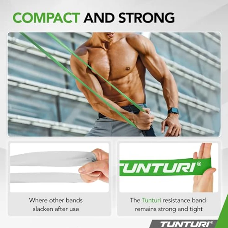 Tunturi Power Band Gelb, Leicht mit 5-20 kg Widerstand, Widerstandsband für Krafttraining, 104 cm Länge – Bild 5