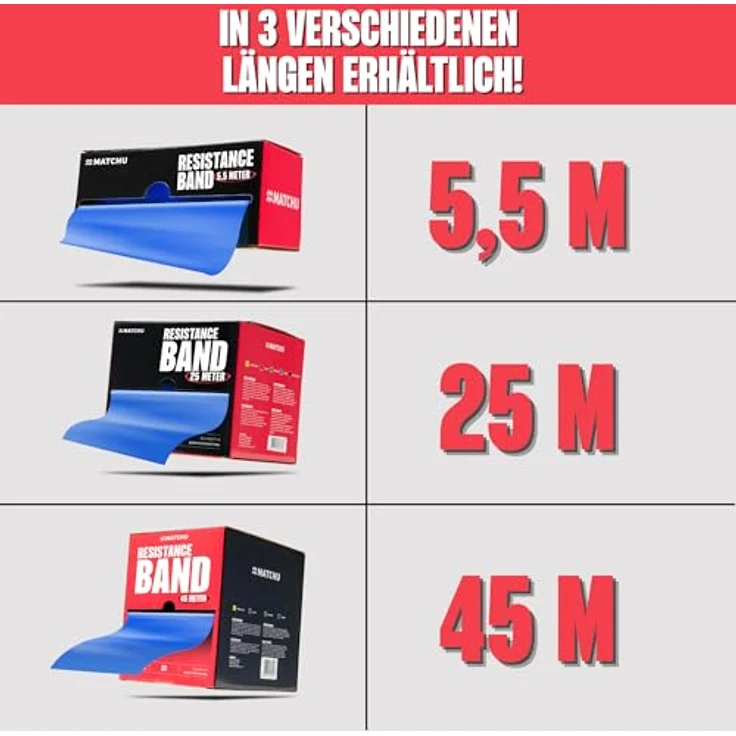 Matchu Sports Widerstandsbänder | 100% Latex, abschneidbar, 25M, blau (schwer, 6-7 KG) – Bild 4