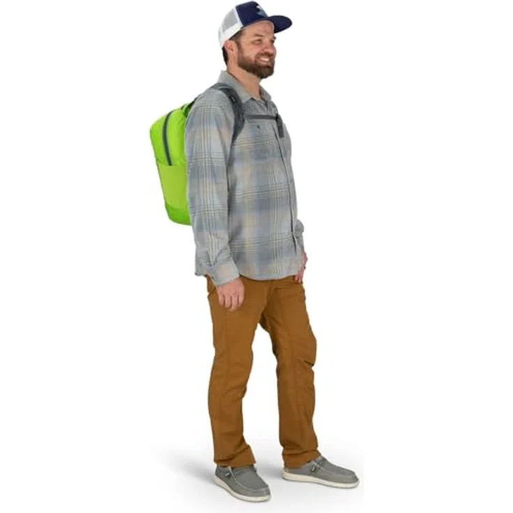 Osprey Ultralight Stuff Pack, Wanderrucksack in Schwarz mit gepolsterten Schulterriemen und elastischen Seitenfächern – Bild 5