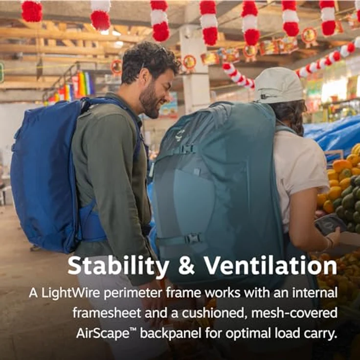 Osprey Fairview 40, Wanderrucksack in Cascade Blue-Torrent Blue, leicht und strapazierfähig mit verstaubaren Gurten und bequemer Passform – Bild 5