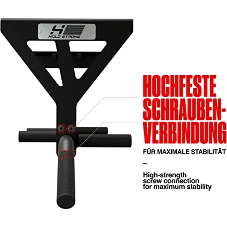 HOLD STRONG Fitness Klimmzugstange für Deckenmontage, HS-K-D6, Schwarz, Studiozulassung, 6 rutschfeste Griffe, Pull Up Übungen & mehr, inkl. E-Book & Montagematerial u.a. FISCHER DuoPower Dübel, extrem stabil - Preisvergleich – Bild 3