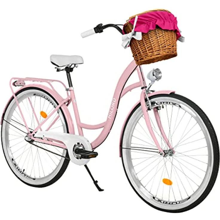 Milordbikes City-Fahrrad, Pink, Metall, 46 cm, leicht rollende 700C Reifen, integrierter Träger – Bild 1