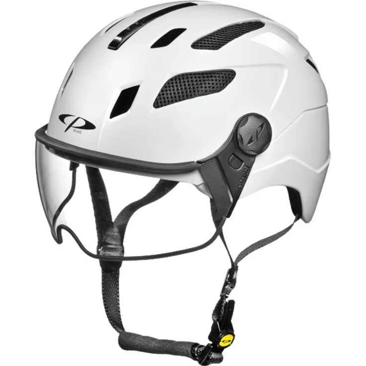 CP Chimayo Urban Fahrradhelm mit Clear-Visier, Größe L (59-61 cm), Unisex, weiß glänzend