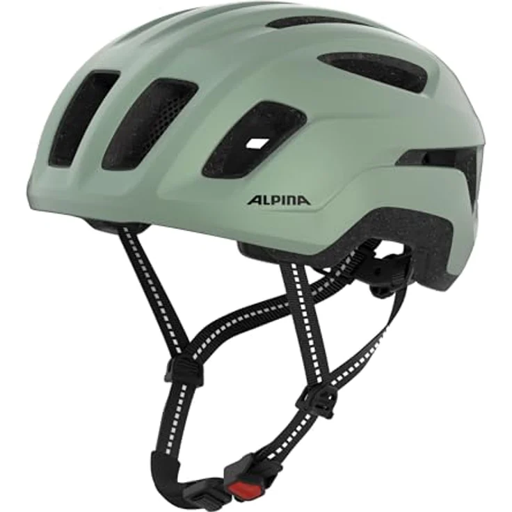 ALPINA Paranus Urban Fahrradhelm mit LED-Rücklicht, leichter Hi-EPS-Innenschale, großer Belüftung und Insektennetz, Willow-Green matt, S (52-56 cm) – Bild 1