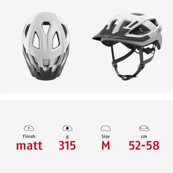 ABUS Fahrradhelm Aduro 3.0 LED - City-Helm für Damen und Herren, Größe M, Weiß, mit Rücklicht – Bild 5