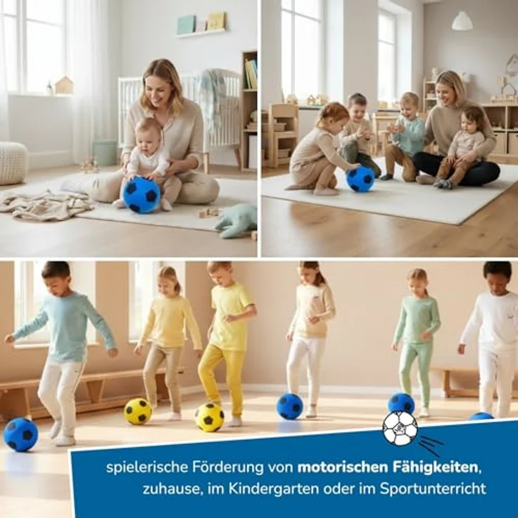 ALLDORO Schaumstoffball Ø 20 cm, blauer Fußball mit weichem Design, ideal für Kinder ab 0 Jahren – Bild 6