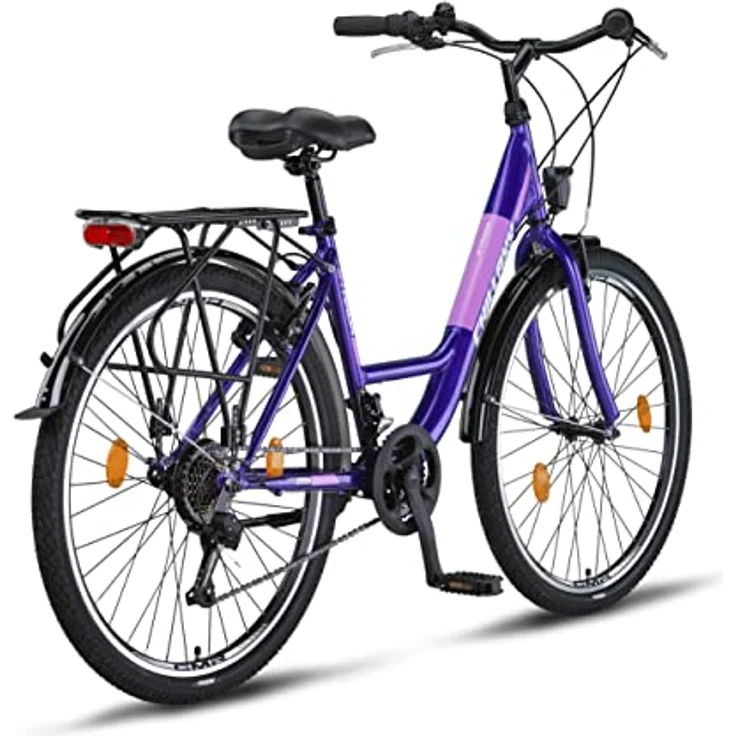 Chillaxx Strada Premium City Bike 26 Zoll Purple V-Bremse - 21 Gang-Schaltung - Hollandfahrrad für Mädchen, Jungen, Herren und Damen – Bild 3