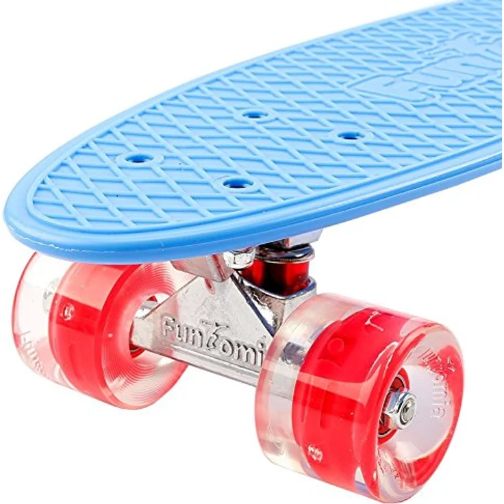 FunTomia 57cm Mini-Board Skateboard mit LED Leuchtrollen, Aluminium Truck, ABEC-9 Kugellager und T-Tool – Bild 4