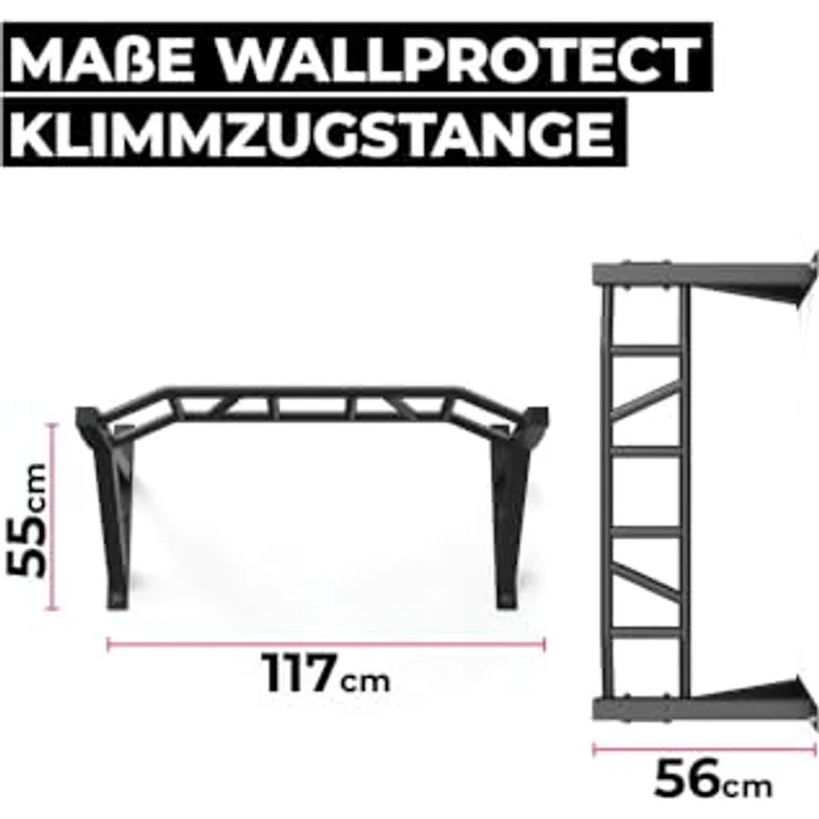 Atletica Multi-Grip Klimmzugstange | Stabile Wandhalterung | Für Explosive Übungen geeignet | 117 cm breit und 56 cm tief – Bild 5
