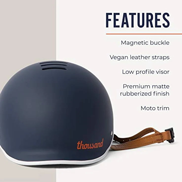 Thousand Fahrradhelm | Heritage - Navy - Medium, Retro-Design, Diebstahlsicherung, Veganer Riemen, Magnetverschluss – Bild 6