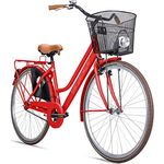 Bergsteiger Amsterdam Damenfahrrad 26 Zoll, 28 Zoll, ab 150 cm, mit Korb, Fahrrad-Licht, Rücktrittbremse - Retro-Design, blau