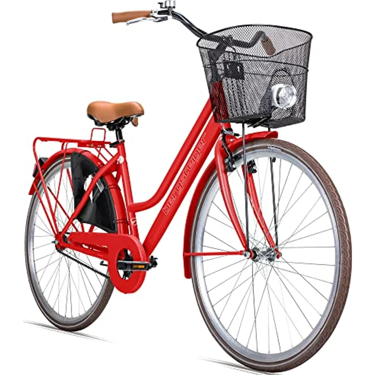Bergsteiger Amsterdam Damenfahrrad 26 Zoll, 28 Zoll, ab 150 cm, mit Korb, Fahrrad-Licht, Rücktrittbremse - Retro-Design, blau – Bild 1