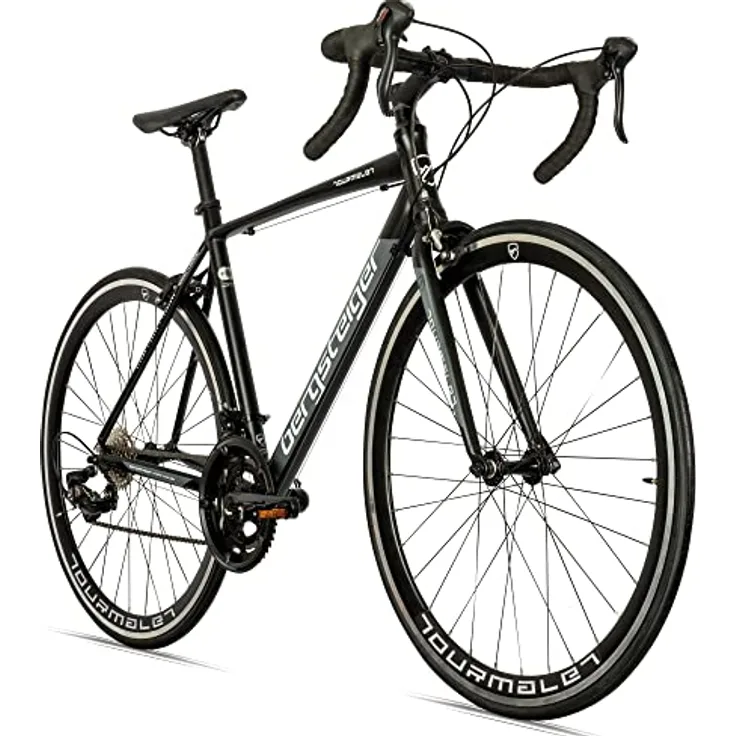 Bergsteiger Tourmalet 28 Zoll Rennrad, Aluminium Gravelbike mit Shimano 14 Gang-Schaltung, Gewicht nur 11 kg, für Herren & Damen ab 170 cm, mattes Schwarz