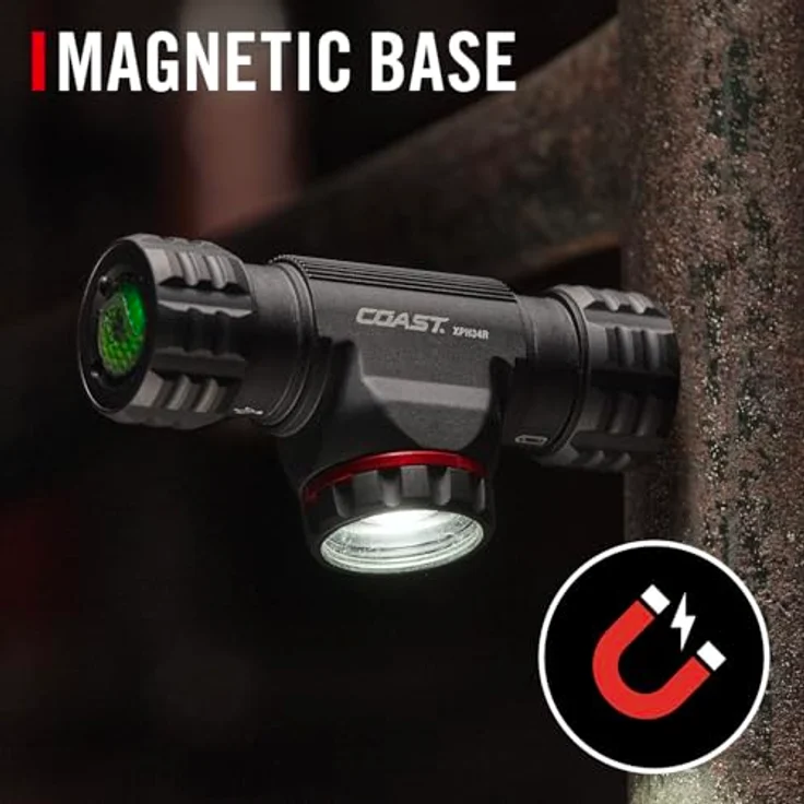 Coast XPH34R, 2075 Lumen wiederaufladbare Dual Power LED Stirnlampe mit Magnetfuß, staub- und sturmfest, Schwarz – Bild 5