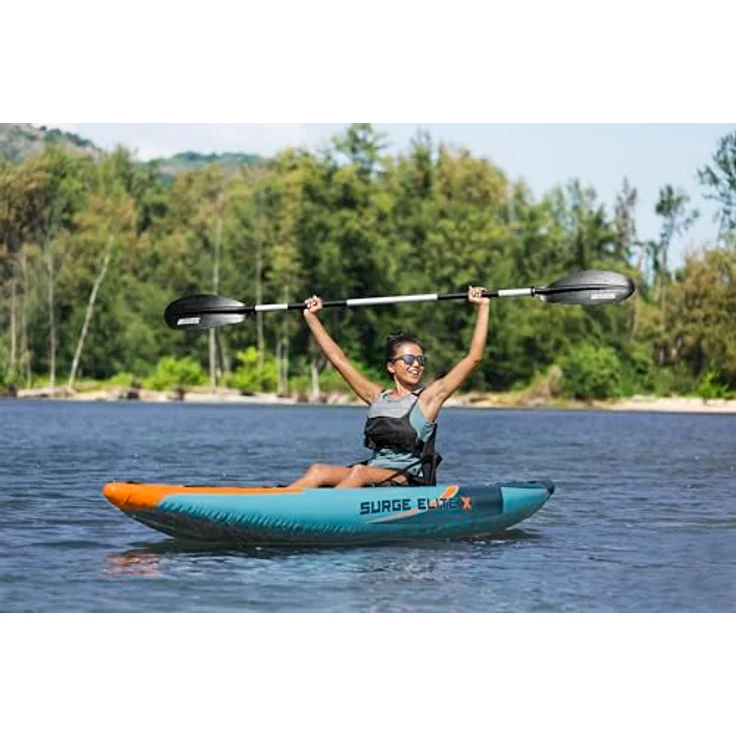 Bestway Hydro Force Kajak-Set Surge Elite X1, 312 x 94 x 30 cm, für 1 Person bis 130 kg, Wildwasser-tauglich, TriTech-Material, verstellbarer Sitz, 3 Luftkammern, inkl. Ruder, Pumpe und Rucksack – Bild 5