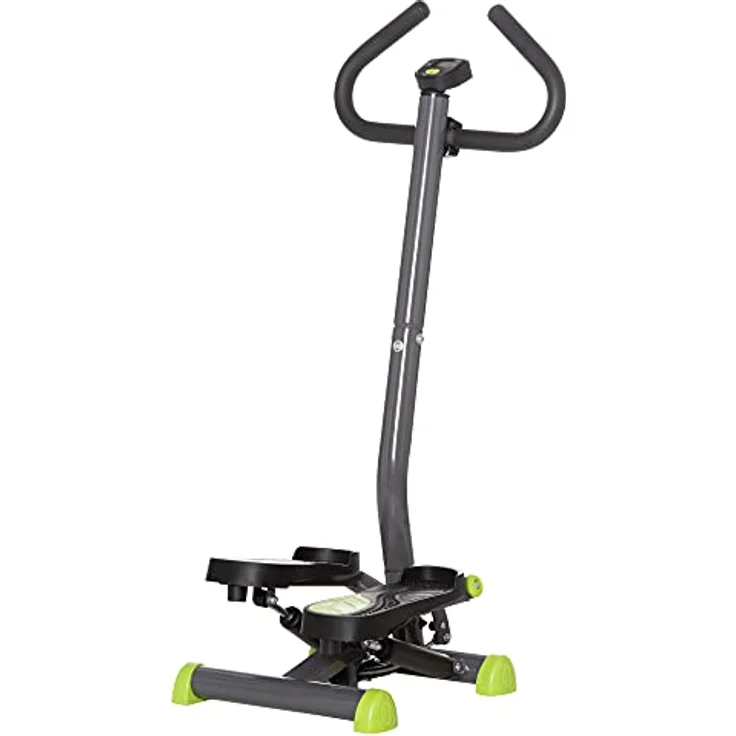 HOMCOM Stepper Fitness Swing Stepper mit LCD-Schirm und Handgriff Hometrainer für Zuhause bis 100 kg Stahl ABS Grau+Grün 55 x 44 x 108 cm – Bild 1