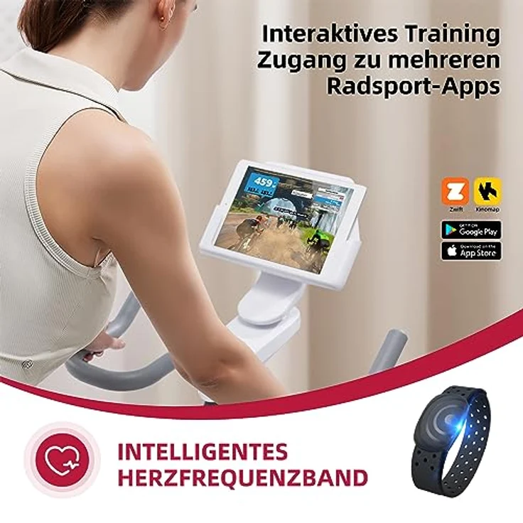 JASPORT Smart Indoor Speedbike S3 | leise Heimtrainer | Magnetbremssystem und kraftvoller Riemen | App mit Video on Demand Trainingskursen | Kinomap & Zwift kompatibel | inkl. Pulsgurt - Preisvergleich – Bild 4